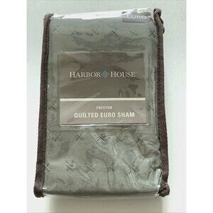 Harbor House Preston Quilted Euro Pillow Sham Grey Gray Green 26" x 26" Cotton